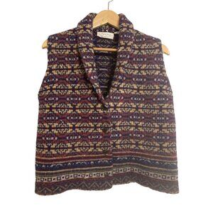 Vintage Jayson Younger Women  Aztec Southwest Hand Knitted Sweater Vest Sz M Boh
